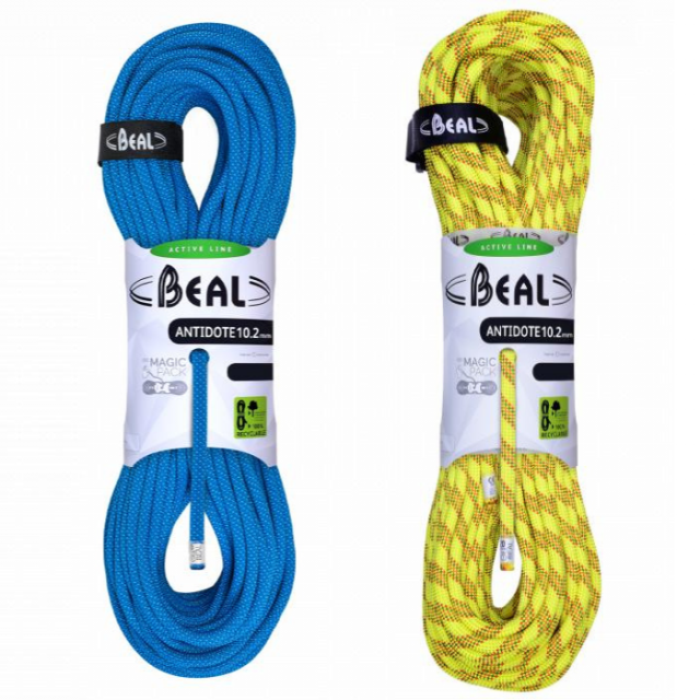 Beal Antidote dynamisch klimtouw blauw en geel.